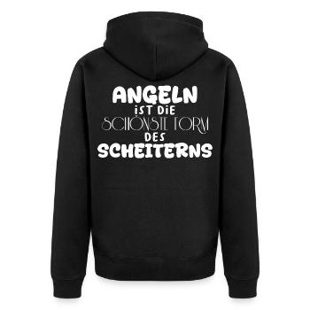 Angeln ist das schönste Scheitern Spruch - Unisex Premium Bio Zip Hoodie - Schwarz - Hinten - Nico (187cm)