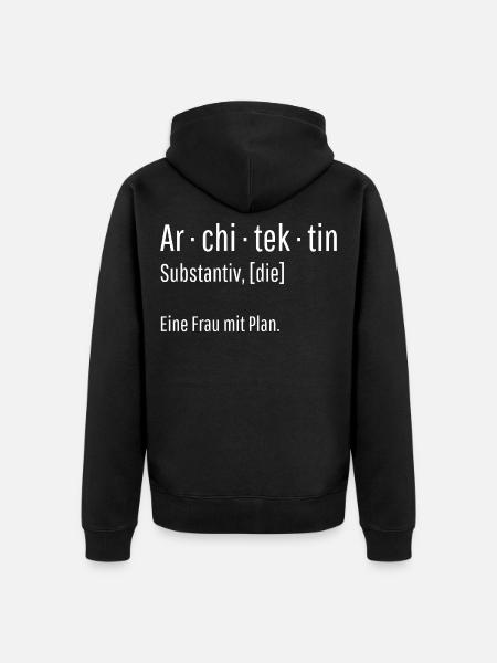 Architektin Substantiv Definition Geschenk - Unisex Premium Bio Zip Hoodie - Schwarz