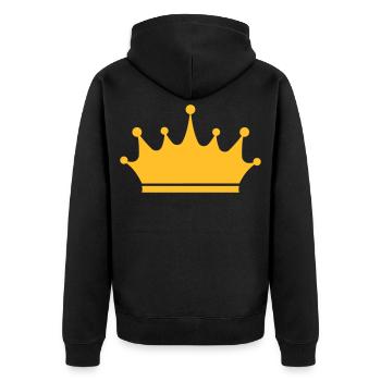 Krone - Unisex Premium Bio Zip Hoodie - Schwarz - Hinten - Nico (187cm)