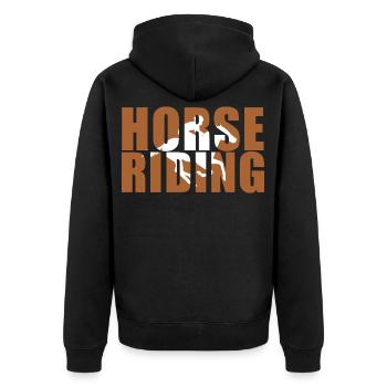 Riding hobby in name - Unisex Premium Organic Zip Hoodie - black - Back - Nico (187cm)