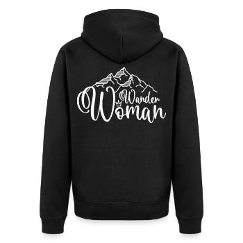 Wander Woman Wanderwoman - Unisex Premium Bio Zip Hoodie - Schwarz - Hinten - Nico (187cm)