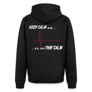 Restez calme, Battement de cœur, Service de secours, Médecine, - Veste à capuche bio Premium Unisexe - noir - Dos - Nico (187cm)