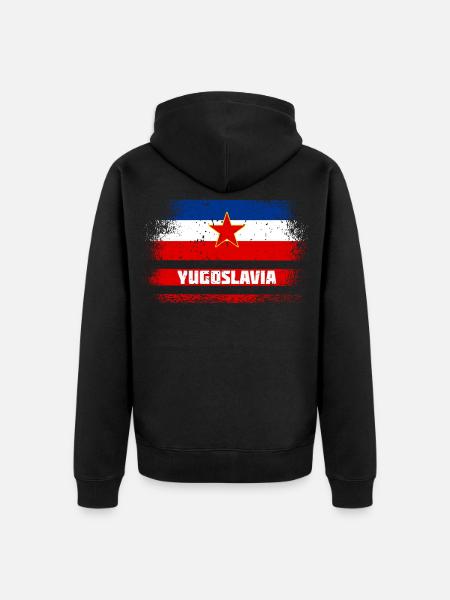 Yugoslavia vintage flags - Unisex Premium Organic Zip Hoodie - black
