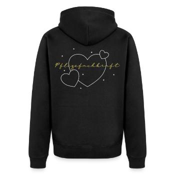 Pflege Herz Fachkraft Liebe - Unisex Premium Bio Zip Hoodie - Schwarz - Hinten - Nico (187cm)