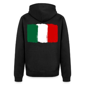 Italien Flagge used look - Unisex Premium Bio Zip Hoodie - Schwarz - Hinten - Nico (187cm)
