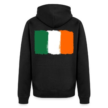Ireland flag used look - Unisex Premium Organic Zip Hoodie - black - Back - Nico (187cm)