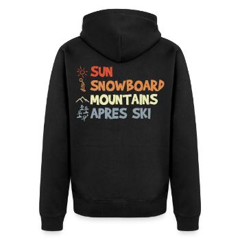 Vintage Snowboard - Unisex Premium Organic Zip Hoodie - black - Back - Nico (187cm)