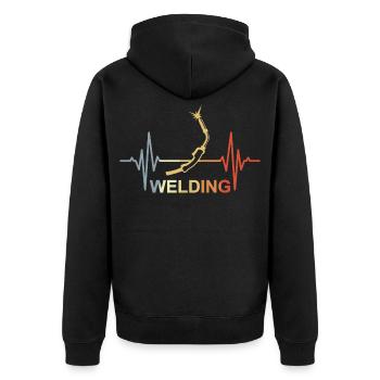 Ich liebe das Schweißen - Unisex Premium Bio Zip Hoodie - Schwarz - Hinten - Nico (187cm)