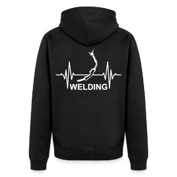 Welding Heartbeat - Unisex Premium Organic Zip Hoodie - black - Back - Nico (187cm)