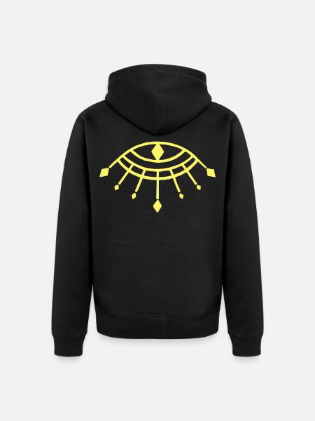 Oeil d'Horus jaune - Veste à capuche bio Premium Unisexe - noir