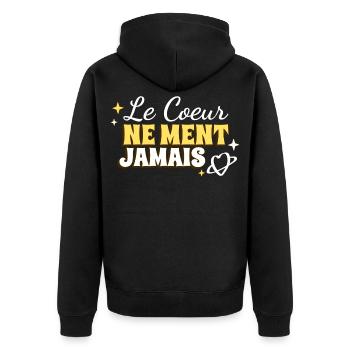 Le coeur ne ment jamais - Veste à capuche bio Premium Unisexe - noir - Dos - Nico (187cm)