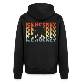 Look vintage de hockey sur glace - Veste à capuche bio Premium Unisexe - noir - Dos - Nico (187cm)