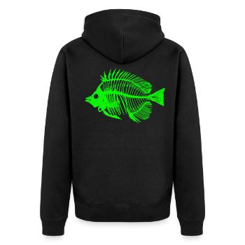 Conception de squelette de poisson brillant - Veste à capuche bio Premium Unisexe - noir - Dos - Nico (187cm)