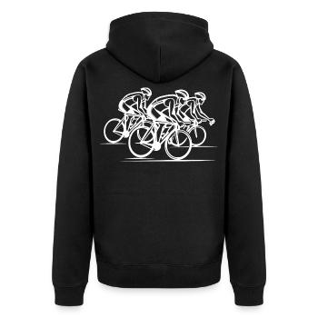 Radsportler - Unisex Premium Bio Zip Hoodie - Schwarz - Hinten - Nico (187cm)