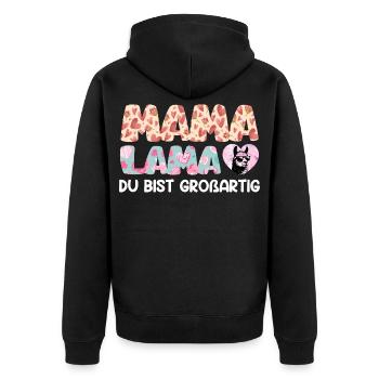 MAMA LAMA TU ES SUPER Drôle - Veste à capuche bio Premium Unisexe - noir - Dos - Nico (187cm)