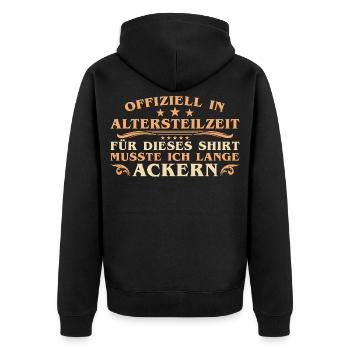 Early retirement - Lange Ackern - Officially in retirement - Unisex Premium Organic Zip Hoodie - black - Back - Nico (187cm)