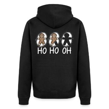 HO, HO, OH! Lustiges Lebkuchen Kekse Weihnachten - Unisex Premium Bio Zip Hoodie - Schwarz - Hinten - Nico (187cm)