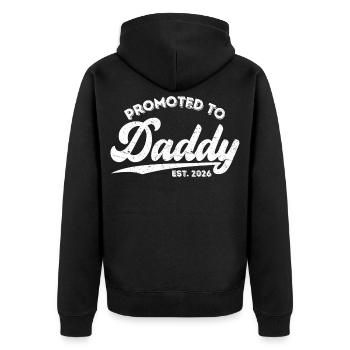 Befördert zum Daddy 2026 Baby-Ankündigung neuer Papa - Unisex Premium Bio Zip Hoodie - Schwarz - Hinten - Nico (187cm)