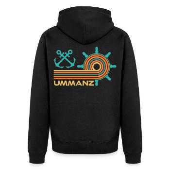 Ostsee Urlaub INSEL UMMANZ Lustiges - Unisex Premium Bio Zip Hoodie - Schwarz - Hinten - Nico (187cm)