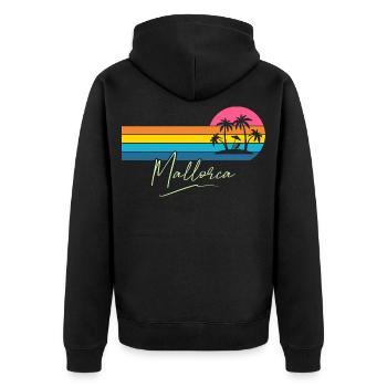 Mallorca Palm Trees Sunset Retro - Unisex Premium Organic Zip Hoodie - black - Back - Nico (187cm)