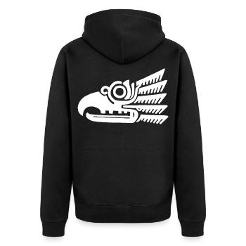 Weißer Stammesvogelkopf - Unisex Premium Bio Zip Hoodie - Schwarz - Hinten - Nico (187cm)