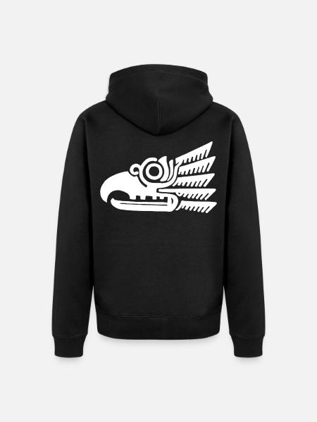 White tribal bird head - Unisex Premium Organic Zip Hoodie - black