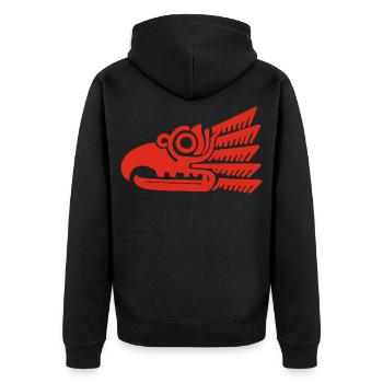 Red tribal bird head - Unisex Premium Organic Zip Hoodie - black - Back - Nico (187cm)