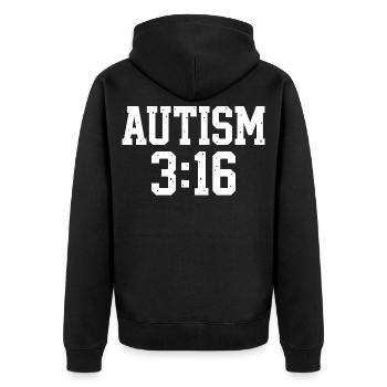 Autism Acceptance Typography - Unisex Premium Organic Zip Hoodie - black - Back - Nico (187cm)