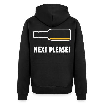 Suivant, s’il vous plaît ! (Bière / Bière / NEG 2C) - Veste à capuche bio Premium Unisexe - noir - Dos - Nico (187cm)