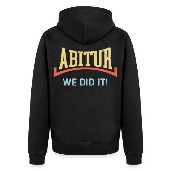 Abitur – On l’a fait ! (Konkav / 3C de la classe de fin d’études) - Veste à capuche bio Premium Unisexe - noir - Dos - Nico (187cm)