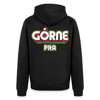 Górne Piła. Name des Retro-Bezirks - Unisex Premium Bio Zip Hoodie - Schwarz - Hinten - Nico (187cm)