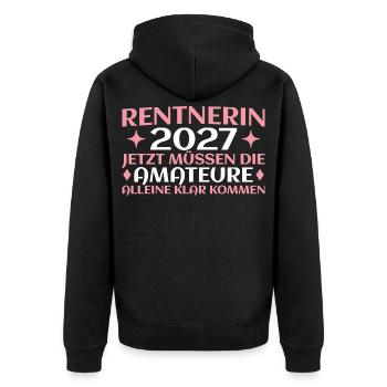Rentnerin 2027 Abschied Kollegin Lustig - Unisex Premium Bio Zip Hoodie - Schwarz - Hinten - Nico (187cm)