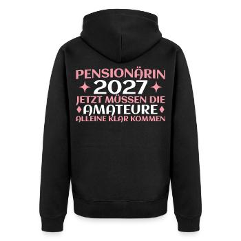 Pensionärin 2027 Abschied Beamtin Lustig - Unisex Premium Bio Zip Hoodie - Schwarz - Hinten - Nico (187cm)