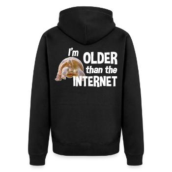 I’m older than the Internet - Schildkröte - Unisex Premium Bio Zip Hoodie - Schwarz - Hinten - Nico (187cm)