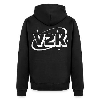 Y2K Neon Retro Sterne - Unisex Premium Bio Zip Hoodie - Schwarz - Hinten - Nico (187cm)