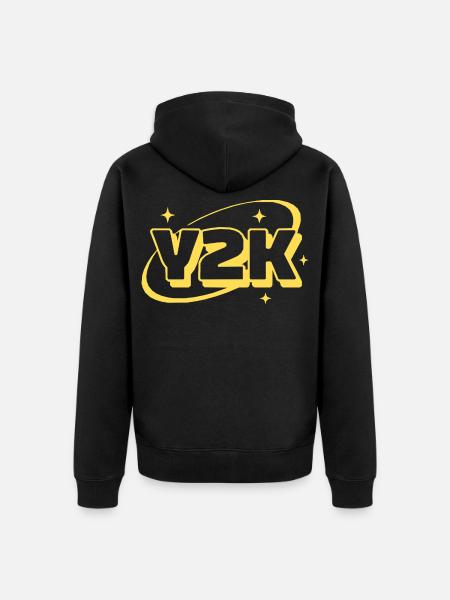 Y2K Retro Glanz Grafik - Unisex Premium Bio Zip Hoodie - Schwarz