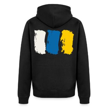Kanarische Inseln Flagge - Pinselstriche - Unisex Premium Bio Zip Hoodie - Schwarz - Hinten - Nico (187cm)