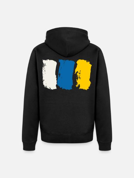 Kanarische Inseln Flagge - Pinselstriche - Unisex Premium Bio Zip Hoodie - Schwarz