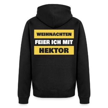 Geschenk für Hektor - Unisex Premium Bio Zip Hoodie - Schwarz - Hinten - Nico (187cm)
