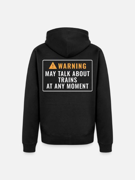 Warnung kann von Zügen sprechen - Unisex Premium Bio Zip Hoodie - Schwarz