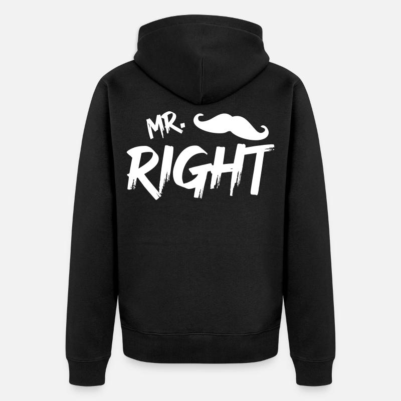 Mr Right mit Bart w - Unisex Premium Bio Zip Hoodie - Schwarz