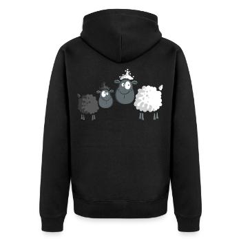 Zwei Schafe - Sheep - Schaf - Comic - Cute - Kids - Unisex Premium Bio Zip Hoodie - Schwarz - Hinten - Nico (187cm)