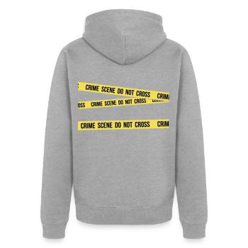Careful! crime scene! - Unisex Premium Organic Zip Hoodie - heather grey - Back - Nico (187cm)