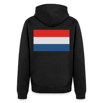 Holland Fahne - Unisex Premium Bio Zip Hoodie - Schwarz - Hinten - Nico (187cm)