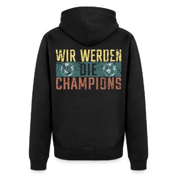 Deutschland Meister 2026 - Unisex Premium Bio Zip Hoodie - Schwarz - Hinten - Nico (187cm)