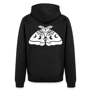 White moth - Unisex Premium Organic Zip Hoodie - black - Back - Nico (187cm)