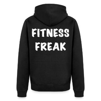 Fitness Freak Bold Brush - Unisex Premium Bio Zip Hoodie - Schwarz - Hinten - Nico (187cm)