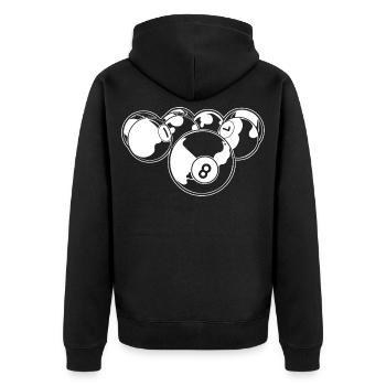 8 Ball Billard - Unisex Premium Bio Zip Hoodie - Schwarz - Hinten - Nico (187cm)