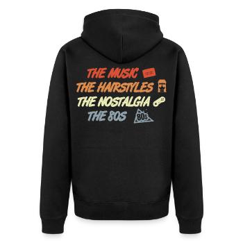 Musik Frisuren Nostalgie 80er Jahre - Unisex Premium Bio Zip Hoodie - Schwarz - Hinten - Nico (187cm)