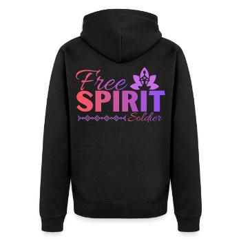 Yoga & Mindset Design für freie Seelen Free Spirit - Unisex Premium Bio Zip Hoodie - Schwarz - Hinten - Nico (187cm)